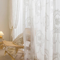 Gina Vintage Lace Floral Oval Custom Sheer Curtain