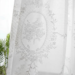 Gina Vintage Lace Floral Oval Custom Sheer Curtain