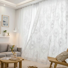 Gina Vintage Lace Floral Oval Custom Sheer Curtain