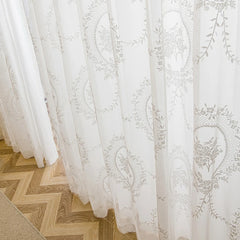 Gina Vintage Lace Floral Oval Custom Sheer Curtain