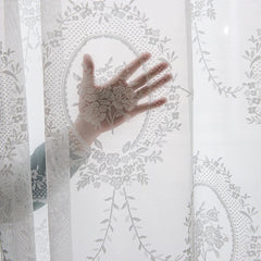 Gina Vintage Lace Floral Oval Custom Sheer Curtain
