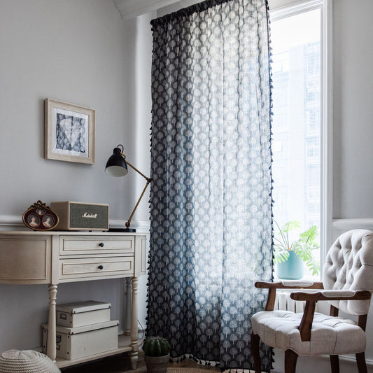 Giulia Black Semi-Blackout Custom Curtain