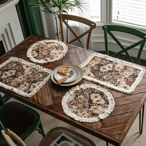 Hadassah Brown Flower Print Table Runner