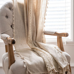 Jolie Cream Geometric Knitting Light Filtering Custom Curtain