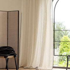 Kalani Linen Semi-Sheer Custom Curtain With Black Trim