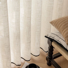 Kalani Linen Semi-Sheer Custom Curtain With Black Trim