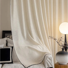 Kalani Linen Semi-Sheer Custom Curtain With Black Trim