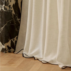 Kalani Linen Semi-Sheer Custom Curtain With Black Trim