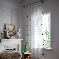 Kamryn White Geometric Grommet Sheer Custom Curtain