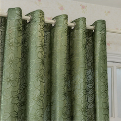 Kehlani specialfremstillet transparent gardin med blomsterjacquard i olivengrønne nuancer