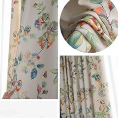 Keira Countryside Botanical Bird Custom Privacy Curtain