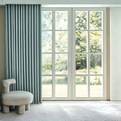 Kendra Sky Blue Chenille Jacquard Blackout Thermal Custom Curtain