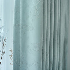 Kendra Sky Blue Chenille Jacquard Blackout Thermal Custom Curtain