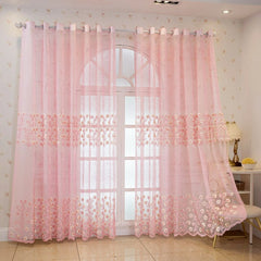 Kenzie Blush Floral Embroidered Custom Sheer Curtain