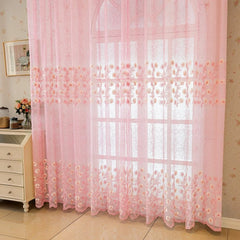 Kenzie Blush Floral Embroidered Custom Sheer Curtain