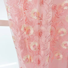 Kenzie Blush Floral Embroidered Custom Sheer Curtain