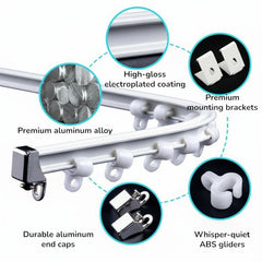 Binario per tende Kerri Slim a profilo basso, dritto e flessibile