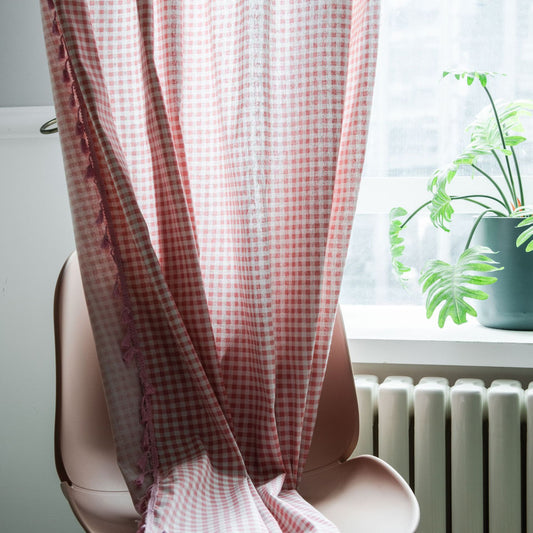 Kiera Pink Plaid Custom Curtain