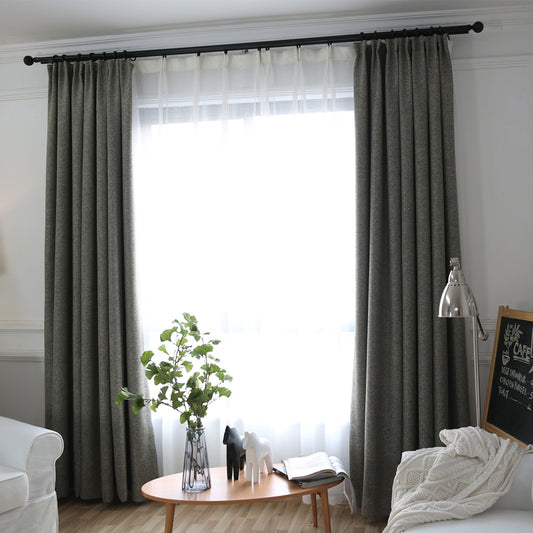 Kinslee Grey Linen Blackout Custom Curtain