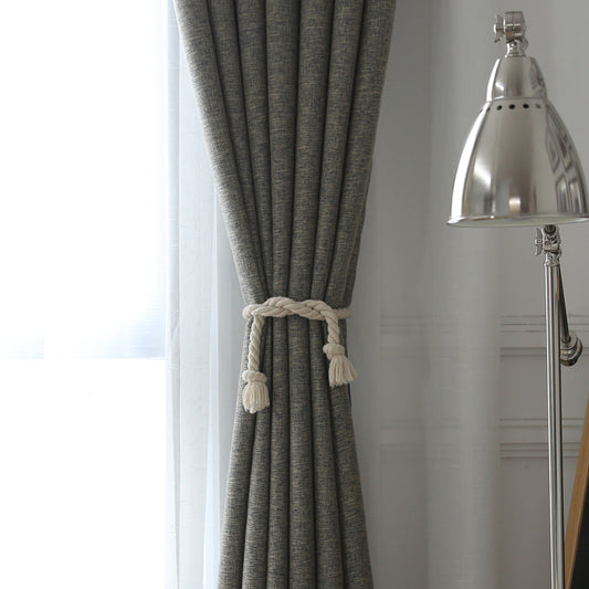 Kinslee Grey Linen Blackout Custom Curtain