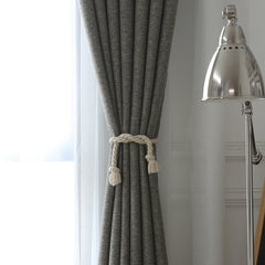 Kinslee Grey Linen Blackout Custom Curtain