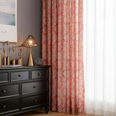Latoya Terracotta Boho Medallion Custom Room Darkening Curtain