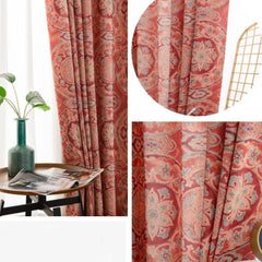 Latoya Terracotta Boho Medallion Custom Room Darkening Curtain