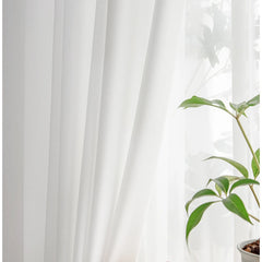 Leah White Metallic Gauze Sheer Privacy Custom Curtain