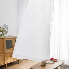 Leah White Metallic Gauze Sheer Privacy Custom Curtain