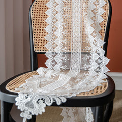White Lace Table Runner with Print