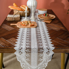 White Lace Table Runner with Print