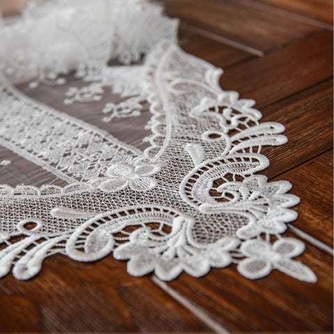 White Lace Table Runner with Print