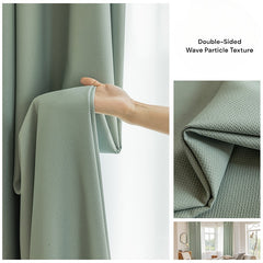 Lourdes Cotton Sage Green Wave Particle Custom Curtain