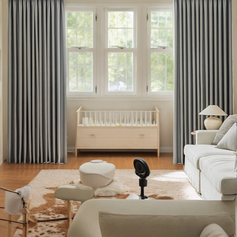 Grey nursery curtains sales
