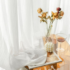 Lyla White Gauze Striped Texture Light Filtering Custom Curtain