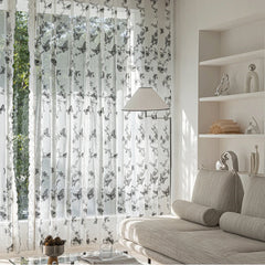 Lynn Botanical Butterfly Embroidered Sheer Curtain