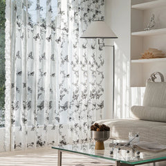 Lynn Botanical Butterfly Embroidered Sheer Curtain
