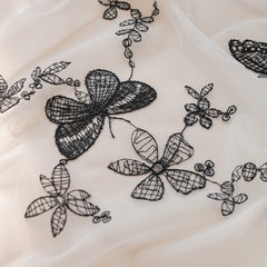 Lynn Botanical Butterfly Embroidered Sheer Curtain