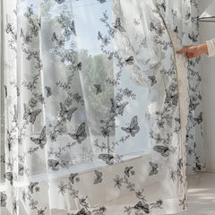 Lynn Botanical Butterfly Embroidered Sheer Curtain