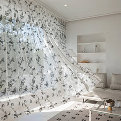 Lynn Botanical Butterfly Embroidered Sheer Curtain