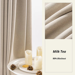 Marisol Milk Tea Linen Room Darkening Custom Curtain