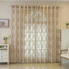 Melanie Champagne Gold Damask Custom Sheer Curtain