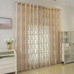 Melanie Champagne Gold Damask Custom Sheer Curtain