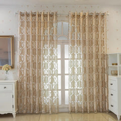 Melanie Champagne Gold Damask Custom Sheer Curtain