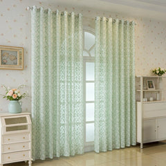 Michelle Sage Leaf Lace Embroidered Custom Sheer Curtain