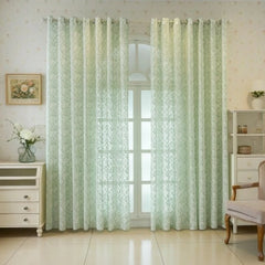 Michelle Sage Leaf Lace Embroidered Custom Sheer Curtain