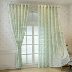 Michelle Sage Leaf Lace Embroidered Custom Sheer Curtain