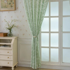 Michelle Sage Leaf Lace Embroidered Custom Sheer Curtain