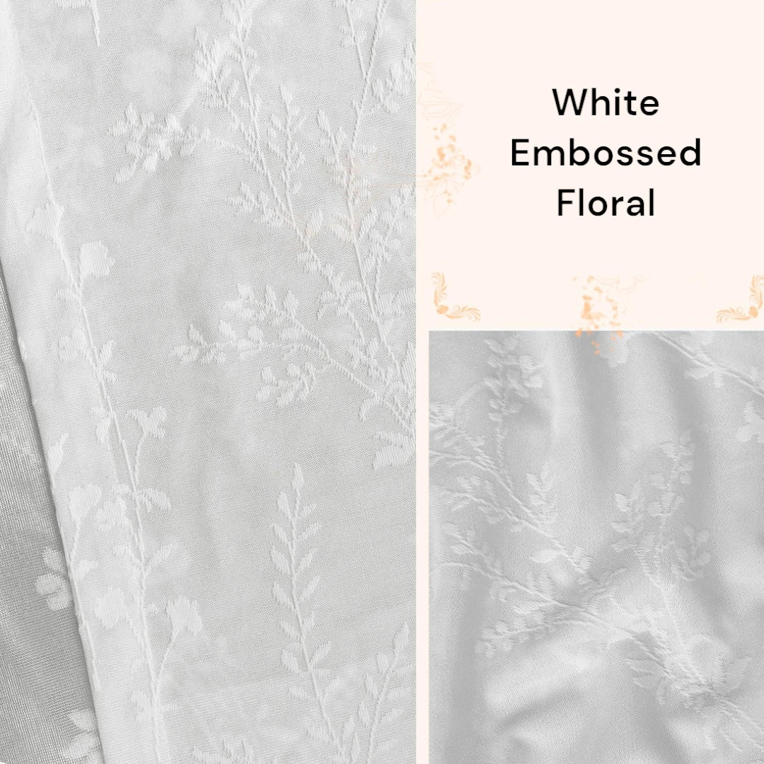 White Embossed Floral