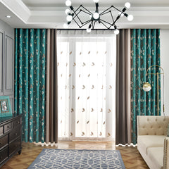 Nayla 3-Color-Blocking Soundproof Blackout Custom Curtain